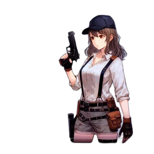 weapon, staff, hat, jacket transparent PNG cut-out