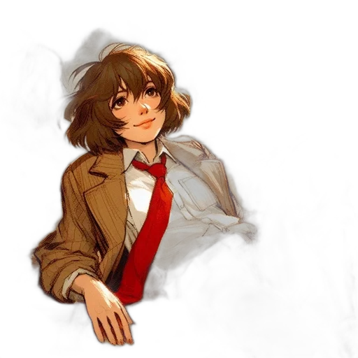 jacket, staff, face, creature transparent PNG cut-out