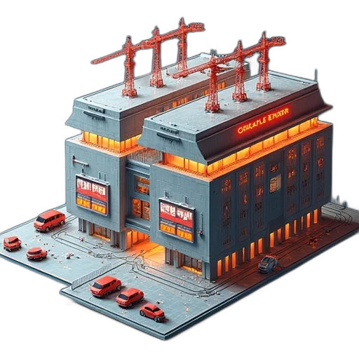 building, robot, concept art, 3d render transparent PNG cut-out