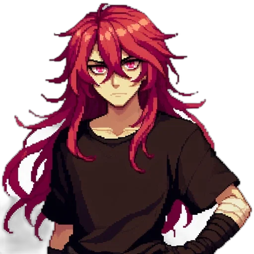 staff, hair, pixel art, anime transparent PNG cut-out