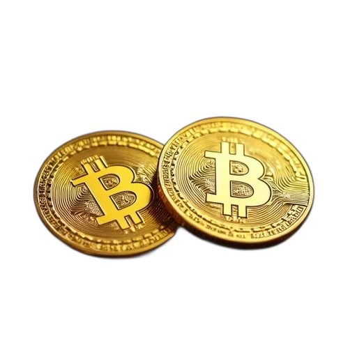 3d render, two, brass, coins transparent PNG cut-out