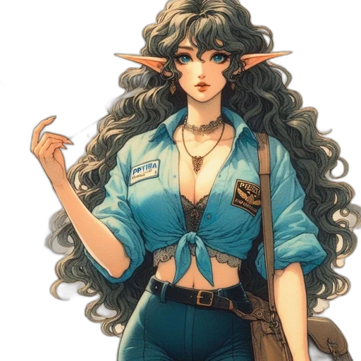 staff, jacket, jewelry, hair transparent PNG cut-out