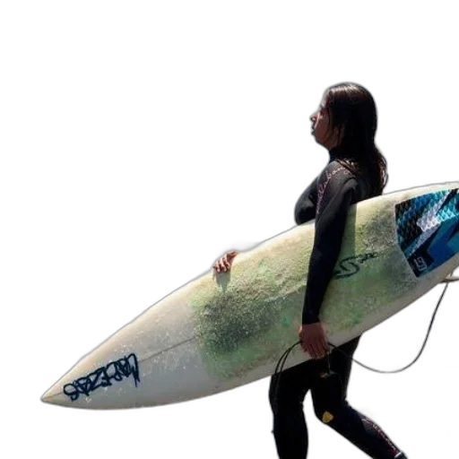 surfer, wetsuit, carries, surfboard transparent PNG cut-out