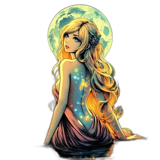 dress, fantasy art, anime, watercolor transparent PNG cut-out