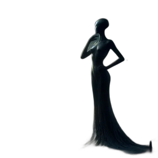 dress, jewelry, hair, staff transparent PNG cut-out