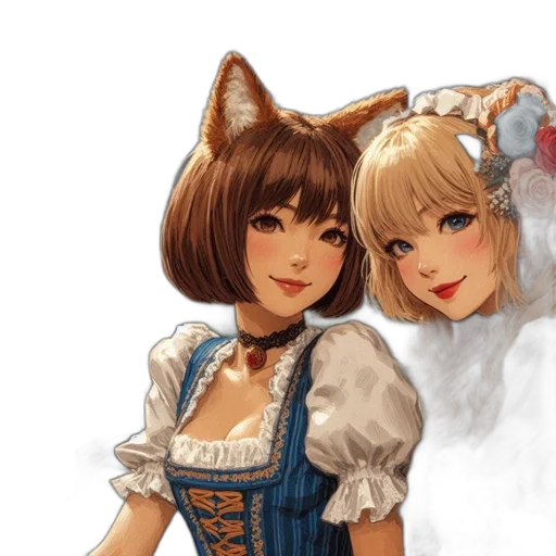dress, fantasy art, anime, oil painting transparent PNG cut-out