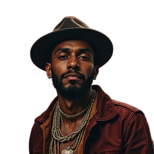jacket, hat, face, jewelry transparent PNG cut-out