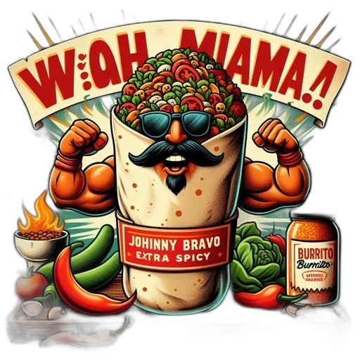 food, comic book art, burrito, character transparent PNG cut-out
