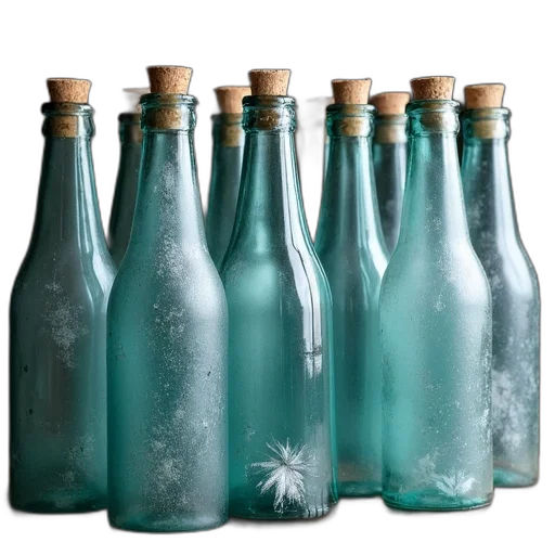 bottle, blue, green, collection transparent PNG cut-out