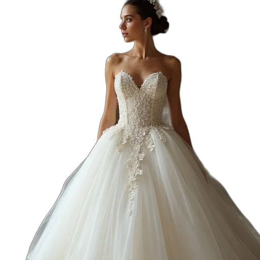 dress, woman, wedding, over transparent PNG cut-out