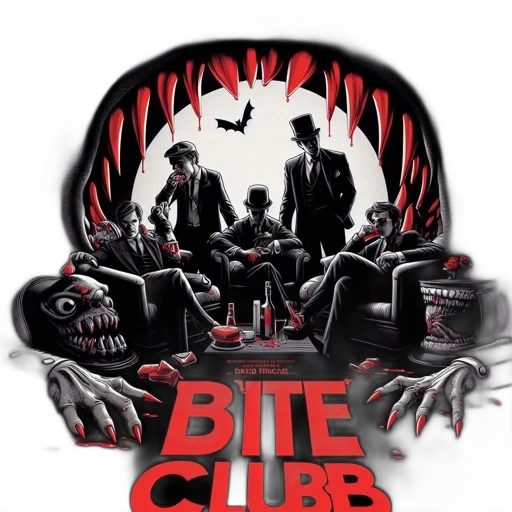 concept art, comic book art, poster, bite transparent PNG cut-out