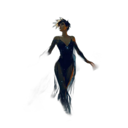 dress, crown, creature, staff transparent PNG cut-out