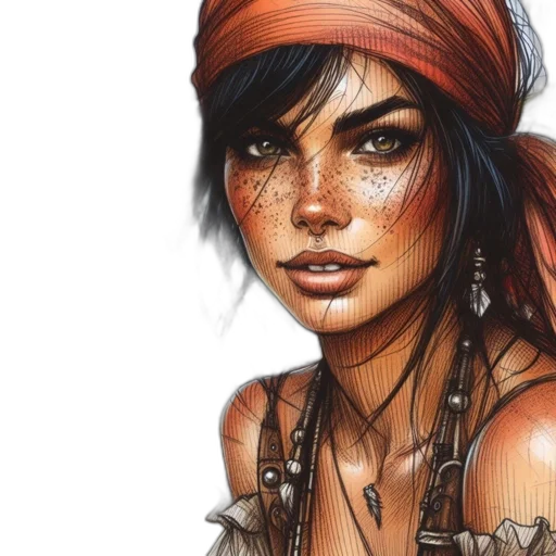 jewelry, face, comic book art, fantasy art transparent PNG cut-out