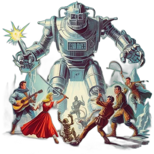 robot, comic book art, concept art, fantasy art transparent PNG cut-out