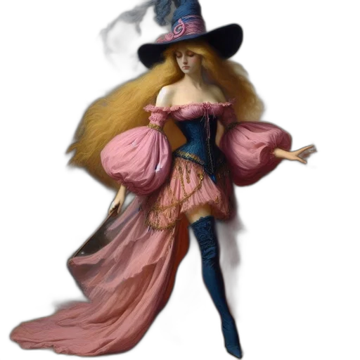 hat, dress, staff, jewelry transparent PNG cut-out