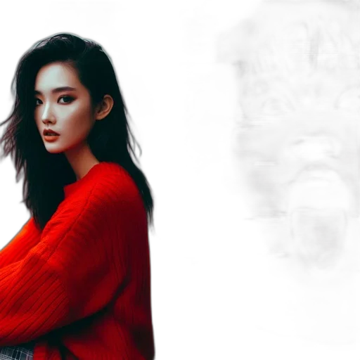 face, jacket, creature, photorealistic transparent PNG cut-out