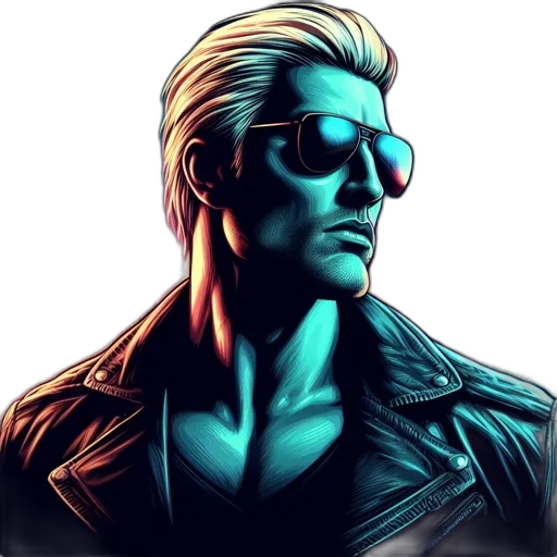 jacket, face, comic book art, cyberpunk transparent PNG cut-out