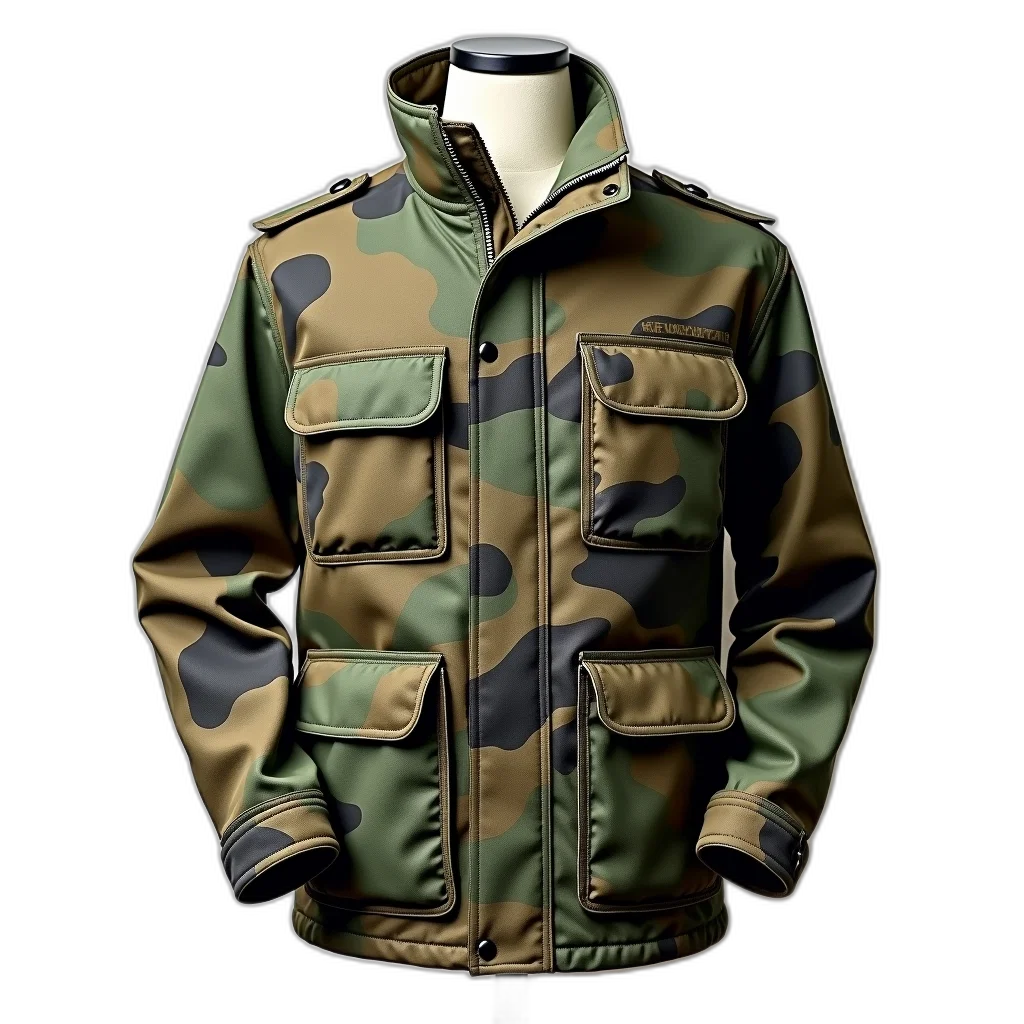 jacket, 3d render, camouflage, multiple transparent PNG cut-out