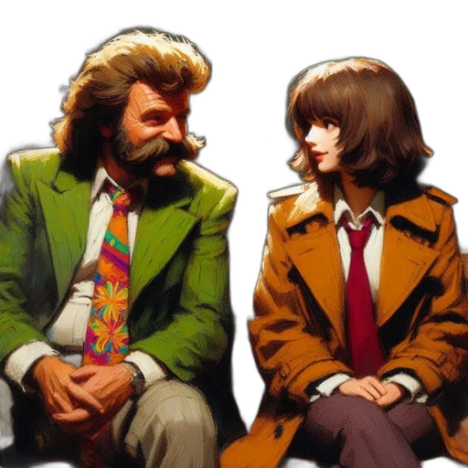 jacket, face, hair, comic book art transparent PNG cut-out