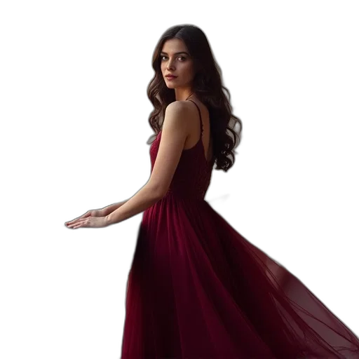 dress, photorealistic, concept art, red transparent PNG cut-out