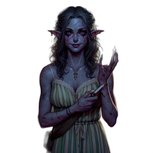 staff, dress, creature, face transparent PNG cut-out