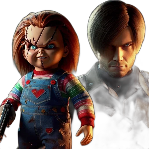 concept art, 3d render, comic book art, two transparent PNG cut-out