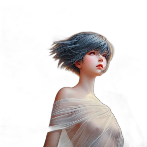 dress, hair, face, creature transparent PNG cut-out