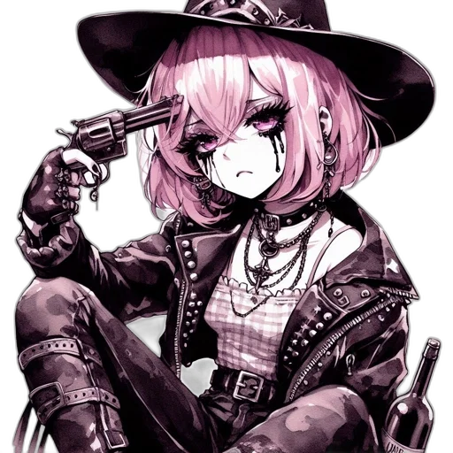weapon, hat, staff, jacket transparent PNG cut-out