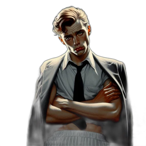 jacket, face, staff, comic book art transparent PNG cut-out