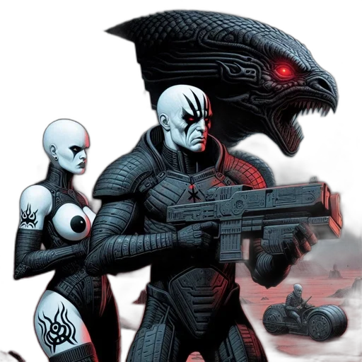 comic book art, concept art, outer space, two transparent PNG cut-out