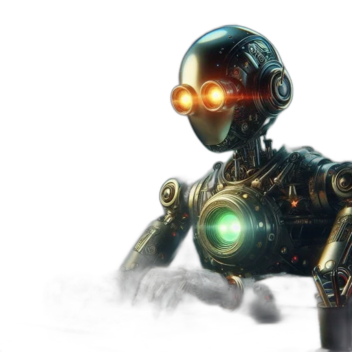 robot, concept art, 3d render, cyberpunk transparent PNG cut-out