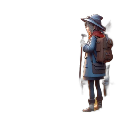 jacket, hat, staff, weapon transparent PNG cut-out