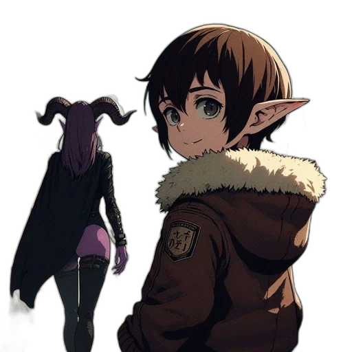 creature, jacket, mask, staff transparent PNG cut-out