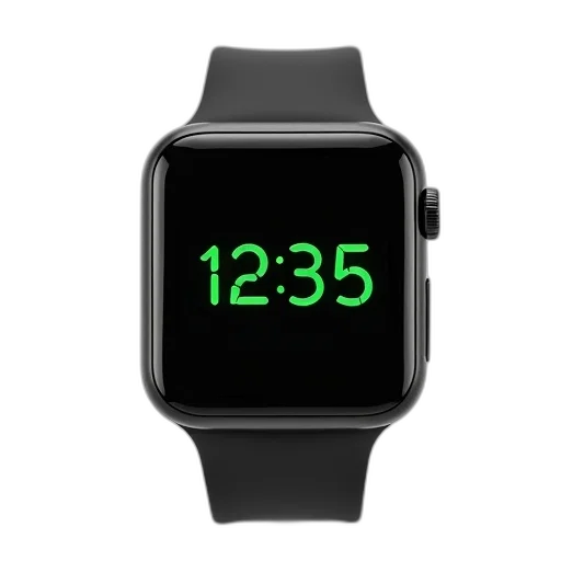 black, digital, wristwatch, square transparent PNG cut-out
