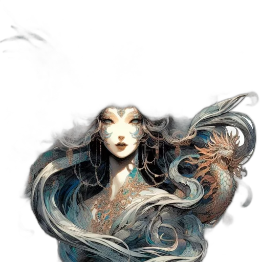 hair, fantasy art, concept art, watercolor transparent PNG cut-out