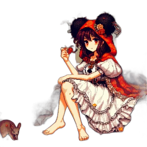 dress, flower, staff, hat transparent PNG cut-out