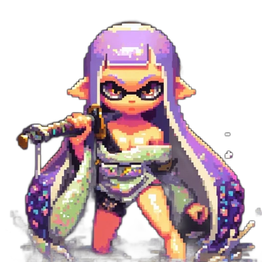 dress, weapon, pixel art, watercolor transparent PNG cut-out