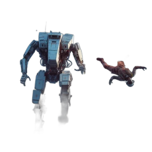 robot, concept art, 3d render, pixel art transparent PNG cut-out