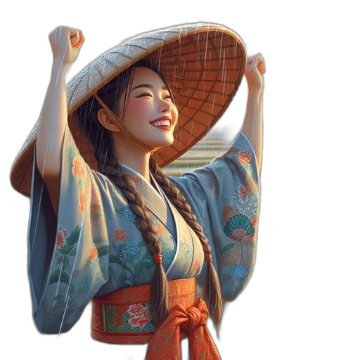 umbrella, dress, face, staff transparent PNG cut-out
