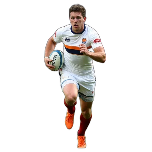 rugby, player, white, jersey transparent PNG cut-out