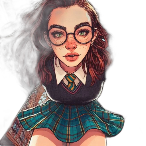 jacket, dress, face, comic book art transparent PNG cut-out