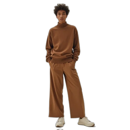 jacket, staff, earth tones, model transparent PNG cut-out