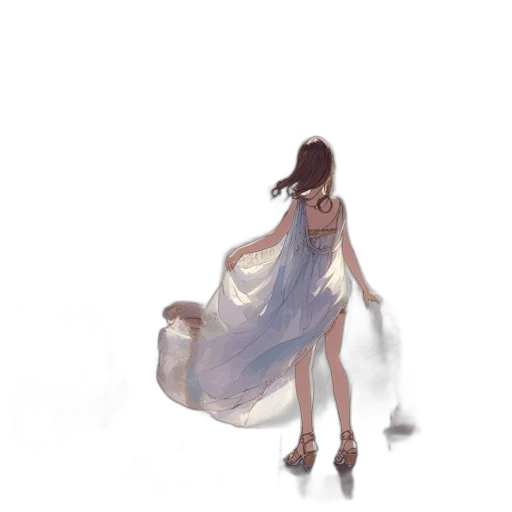 dress, creature, robot, staff transparent PNG cut-out