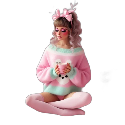 creature, dress, concept art, vaporwave transparent PNG cut-out