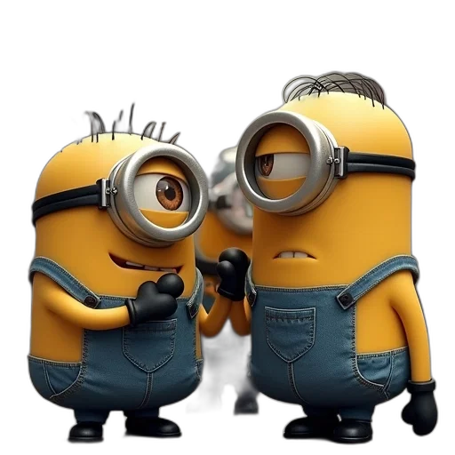 cartoon, 3d render, concept art, minions transparent PNG cut-out