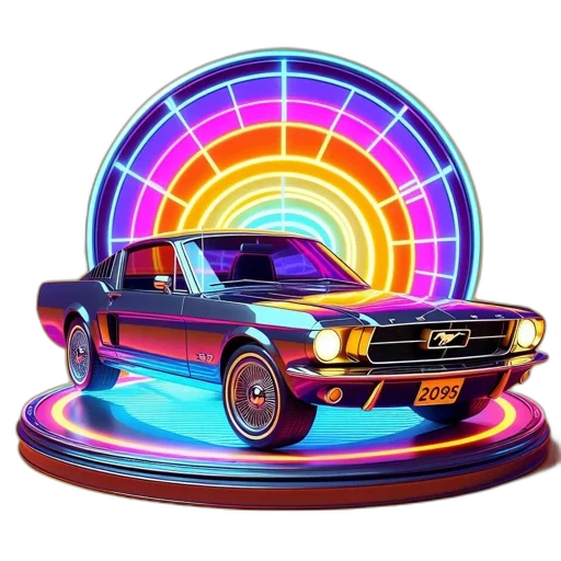 car, vaporwave, 3d render, concept art transparent PNG cut-out