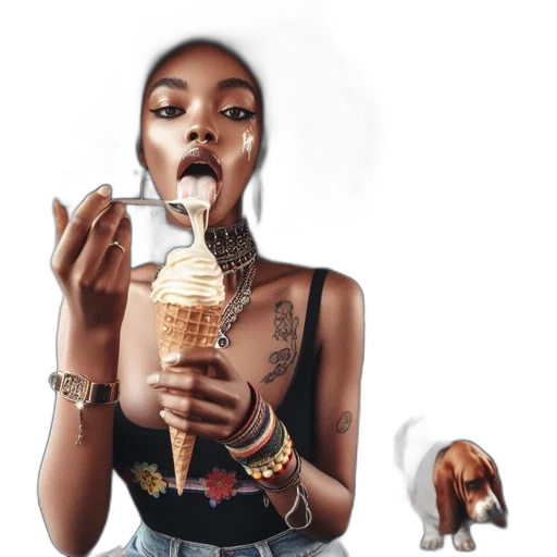 food, photorealistic, concept art, afro-haired transparent PNG cut-out