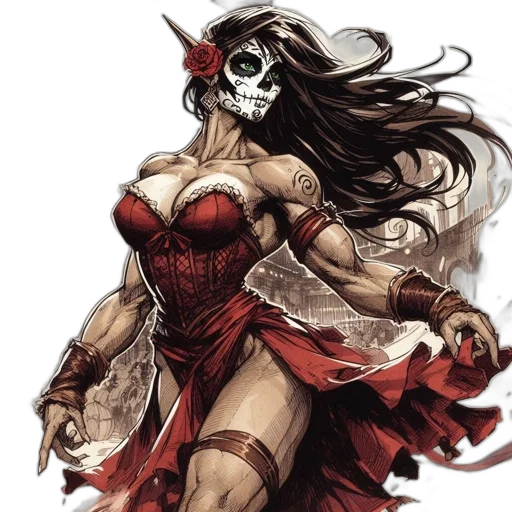 dress, mask, comic book art, concept art transparent PNG cut-out