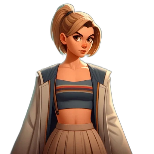 jacket, dress, staff, concept art transparent PNG cut-out