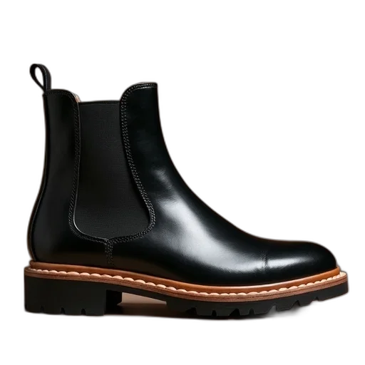 shoes, black, leather, chelsea transparent PNG cut-out